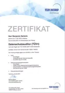 Nachweis: Datenschutzauditor (TÜV), TÜV NORD CERT