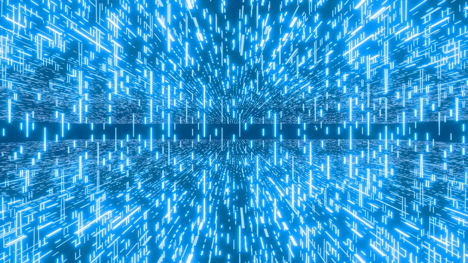 Blau leuchtende Linien bilden ein digitales Muster