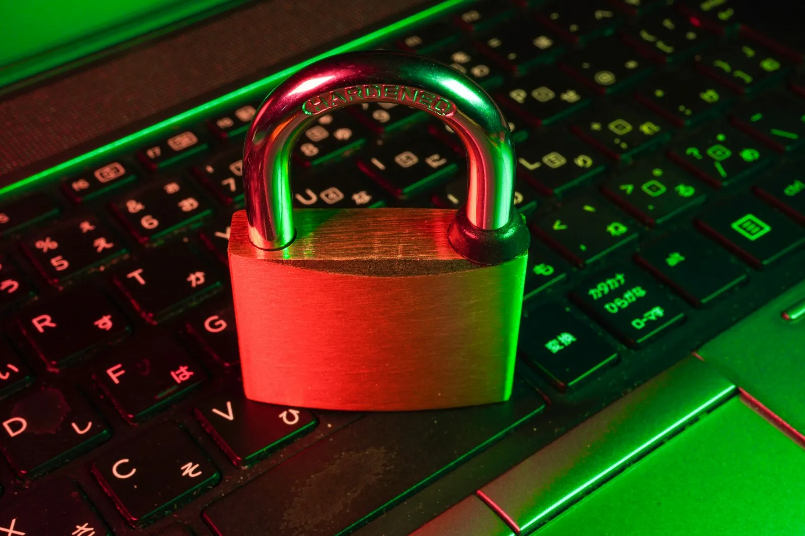 Vorhängeschloss auf einer Computertastatur